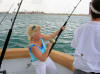 Laura about to reel in a shark!